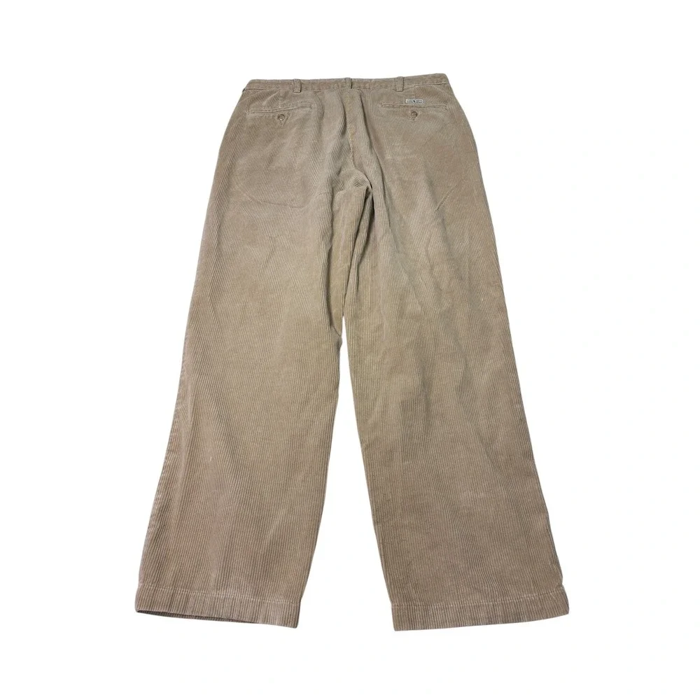 Vintage Polo Ralph Lauren Andrew Pant 35x30 Tan Wide Wale Corduroy Pleated Cords